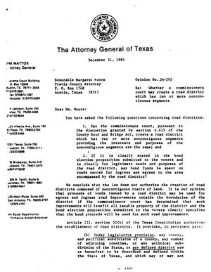 Primary view of object titled 'Texas Attorney General Opinion: JM-295'.