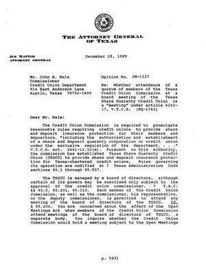 Primary view of object titled 'Texas Attorney General Opinion: JM-1127'.