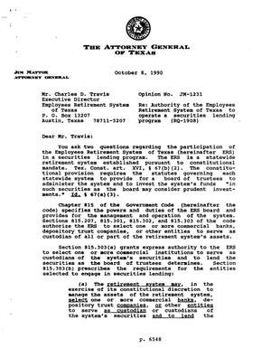 Primary view of object titled 'Texas Attorney General Opinion: JM-1231'.