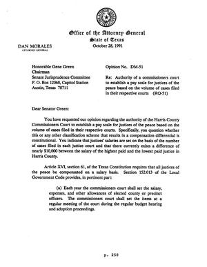 Primary view of object titled 'Texas Attorney General Opinion: DM-51'.