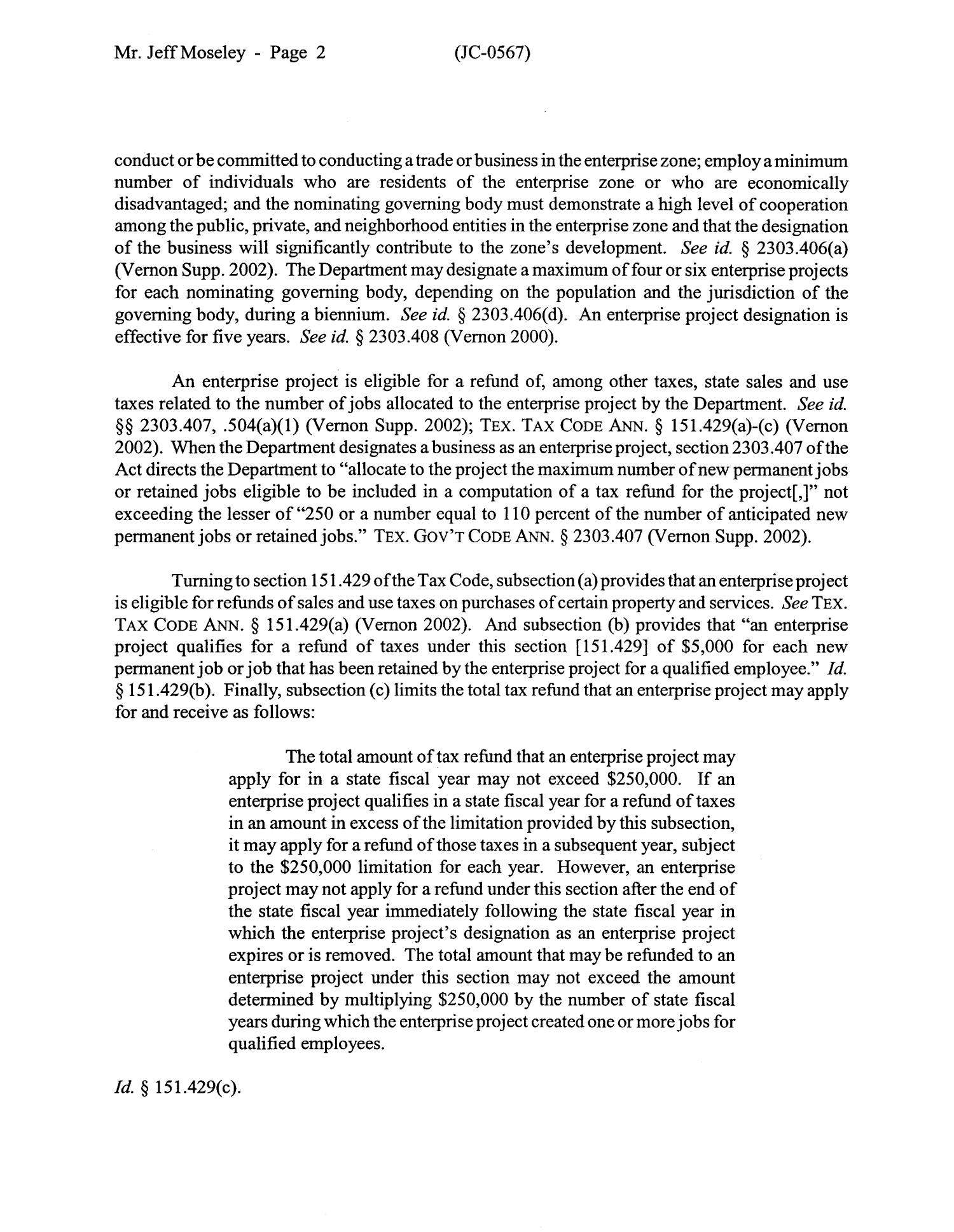 Texas Attorney General Opinion: JC-567
                                                
                                                    [Sequence #]: 2 of 9
                                                