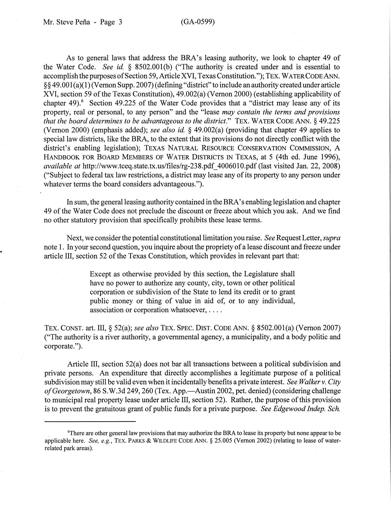Texas Attorney General Opinion: GA-0599
                                                
                                                    [Sequence #]: 3 of 5
                                                