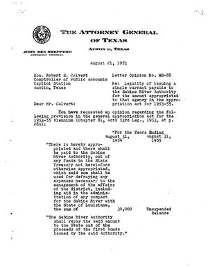 Primary view of object titled 'Texas Attorney General Opinion: MS-88'.