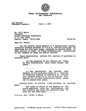 Primary view of object titled 'Texas Attorney General Opinion: LO88-66'.