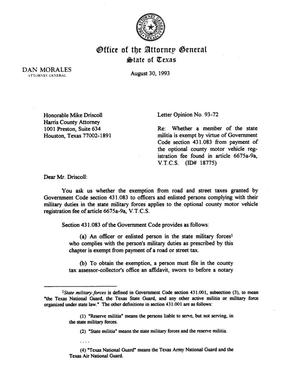 Primary view of object titled 'Texas Attorney General Opinion: LO93-072'.