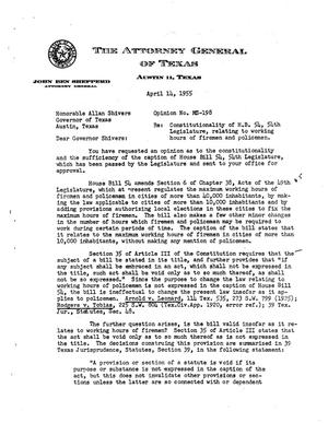 Primary view of object titled 'Texas Attorney General Opinion: MS-198'.