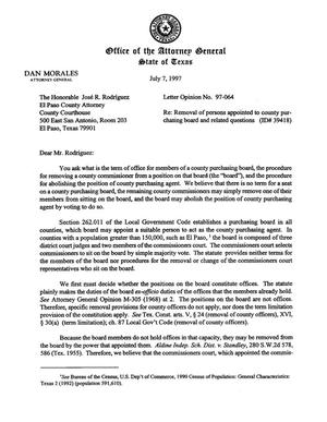 Primary view of object titled 'Texas Attorney General Opinion: LO97-064'.