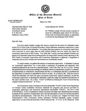 Primary view of object titled 'Texas Attorney General Opinion: LO98-021'.
