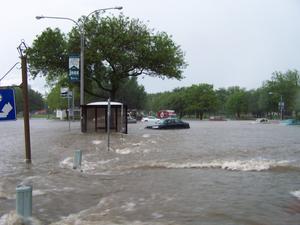 Primary view of object titled '[Photograph of Floodwaters at the Denton Public Library, Emily Fowler Central Library]'.