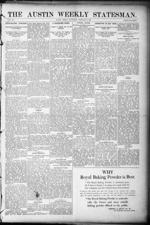 Primary view of The Austin Weekly Statesman. (Austin, Tex.), Vol. 20, Ed. 1 Thursday, February 18, 1892