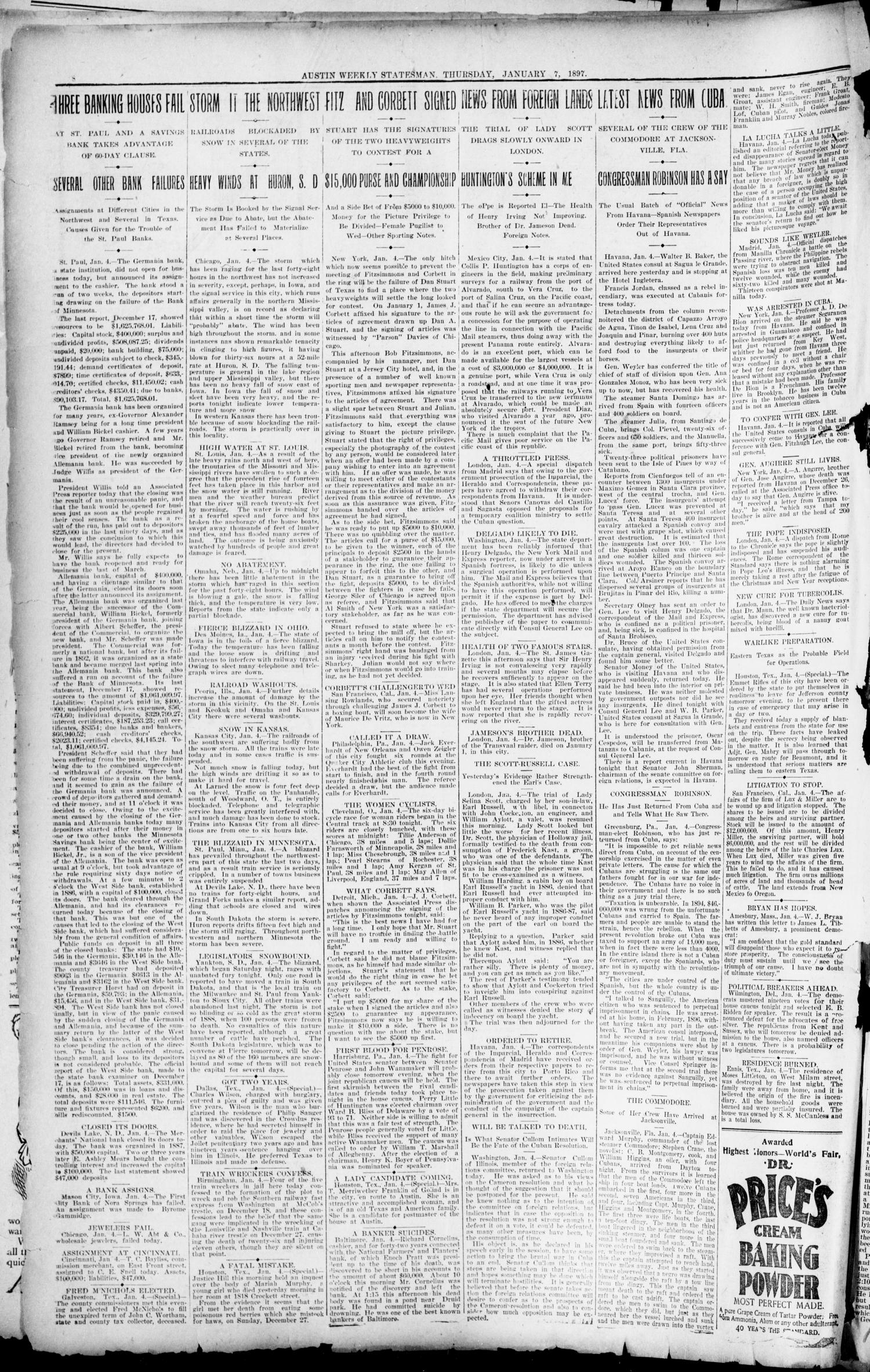 Austin Weekly Statesman. (Austin, Tex.), Vol. 26, Ed. 1 Thursday, January 7, 1897
                                                
                                                    [Sequence #]: 8 of 12
                                                