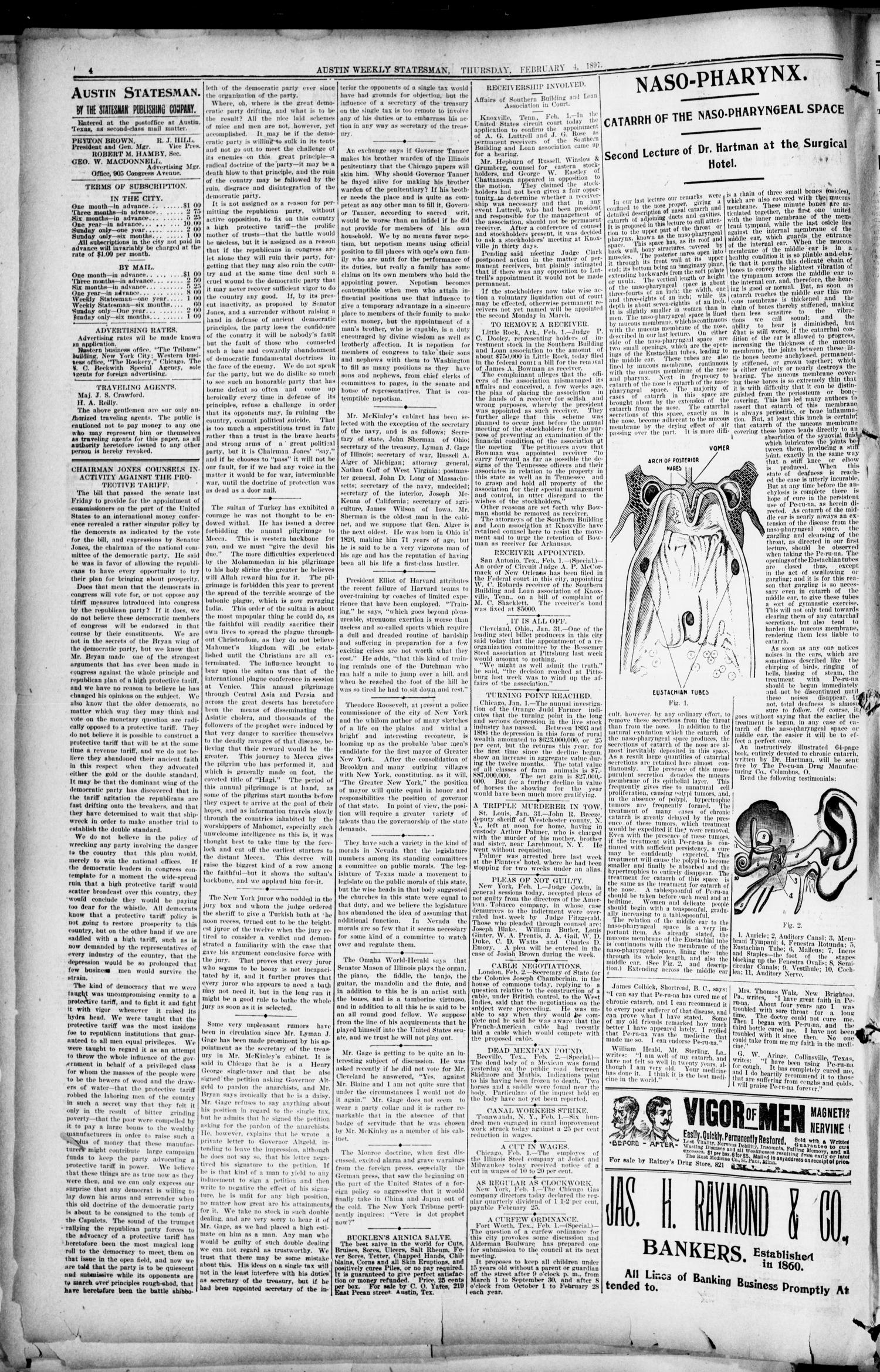 Austin Weekly Statesman. (Austin, Tex.), Vol. 26, Ed. 1 Thursday, February 4, 1897
                                                
                                                    [Sequence #]: 4 of 12
                                                