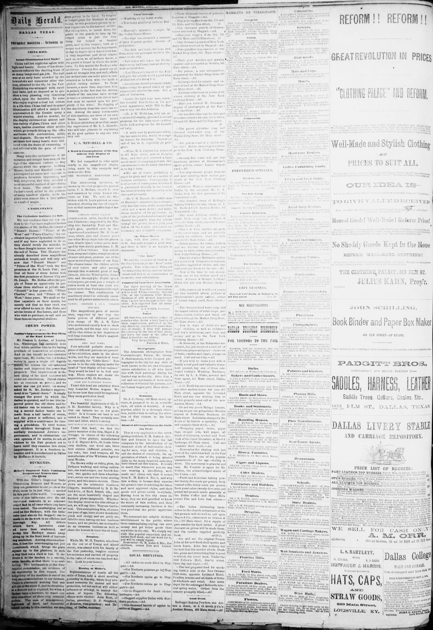 The Dallas Daily Herald. (Dallas, Tex.), Vol. 4, No. 213, Ed. 1 Thursday, October 26, 1876
                                                
                                                    [Sequence #]: 4 of 4
                                                