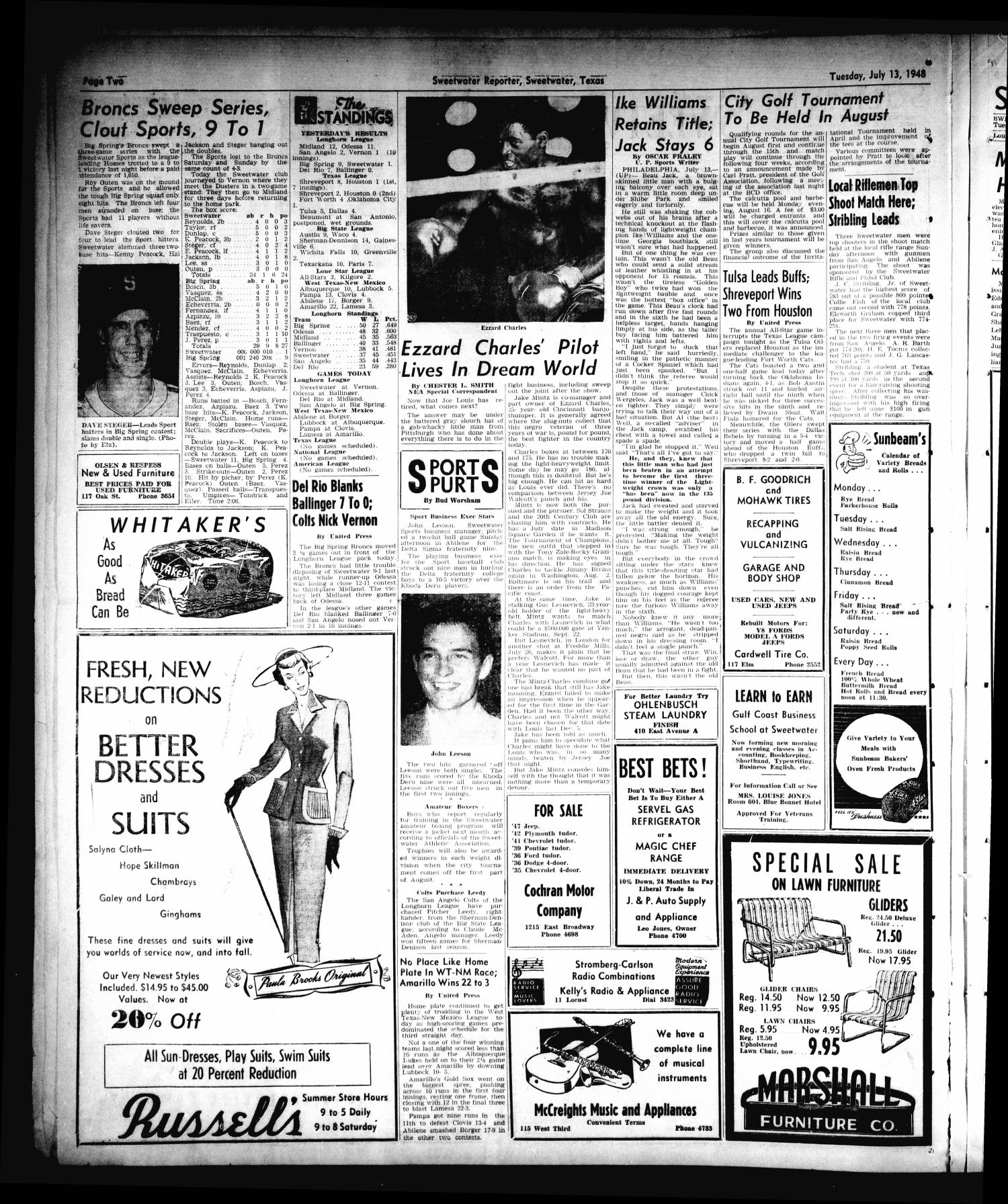 Sweetwater Reporter (Sweetwater, Tex.), Vol. 51, No. 166, Ed. 1 Tuesday, July 13, 1948
                                                
                                                    [Sequence #]: 2 of 6
                                                