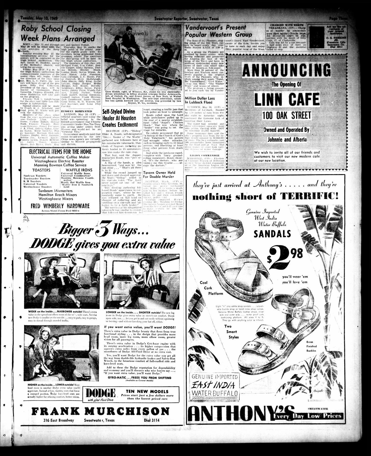 Sweetwater Reporter (Sweetwater, Tex.), Vol. 52, No. 111, Ed. 1 Tuesday, May 10, 1949
                                                
                                                    [Sequence #]: 3 of 8
                                                