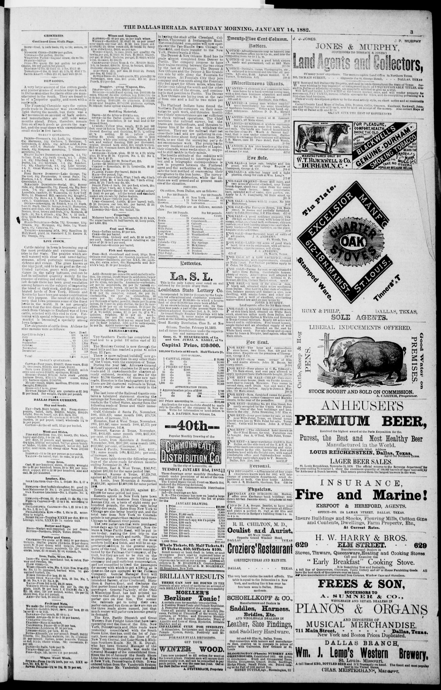 The Dallas Daily Herald. (Dallas, Tex.), Vol. 29, No. 40, Ed. 1 Saturday, January 14, 1882
                                                
                                                    [Sequence #]: 3 of 8
                                                