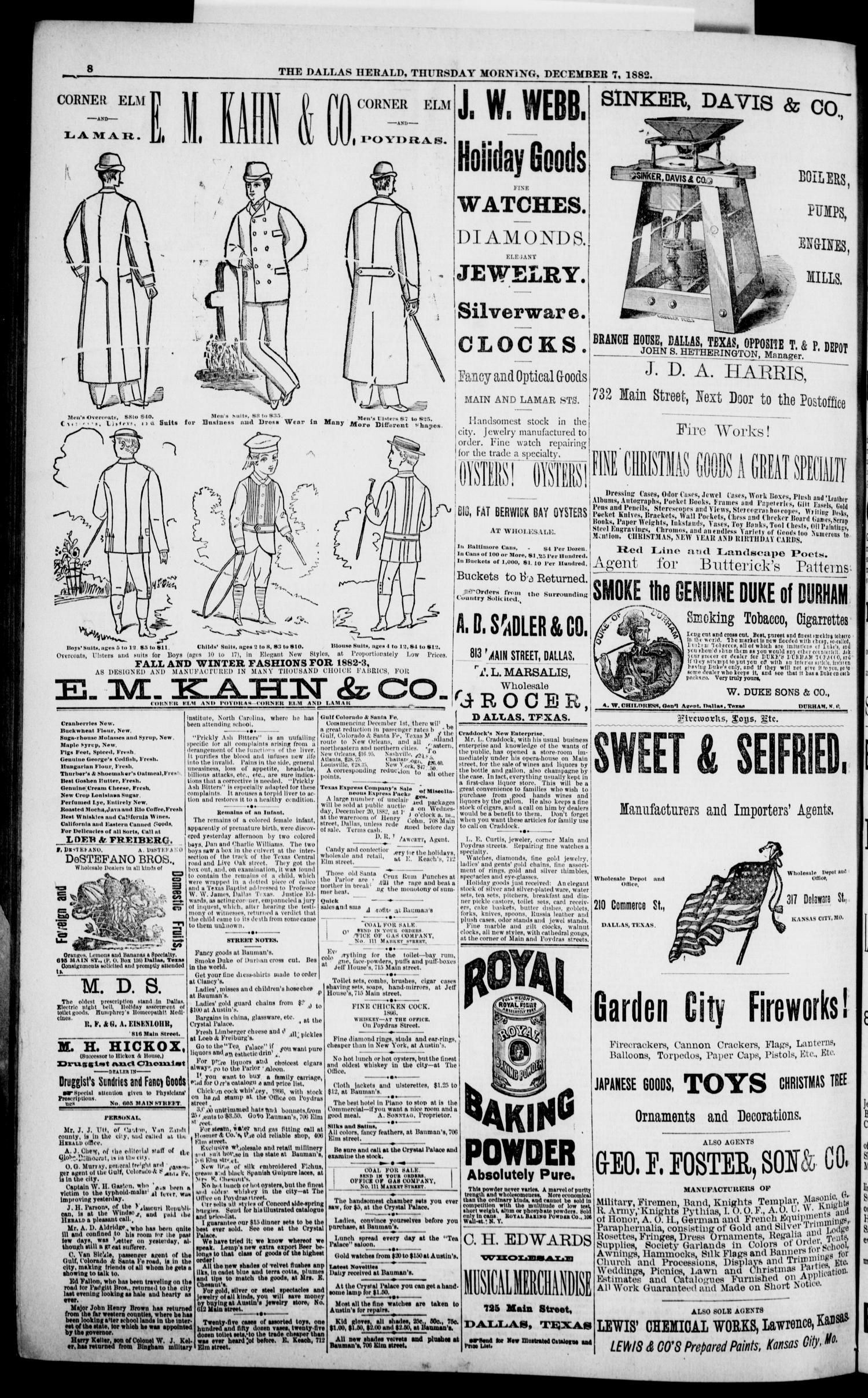 The Dallas Daily Herald. (Dallas, Tex.), Vol. 30, No. 13, Ed. 1 Thursday, December 7, 1882
                                                
                                                    [Sequence #]: 8 of 8
                                                