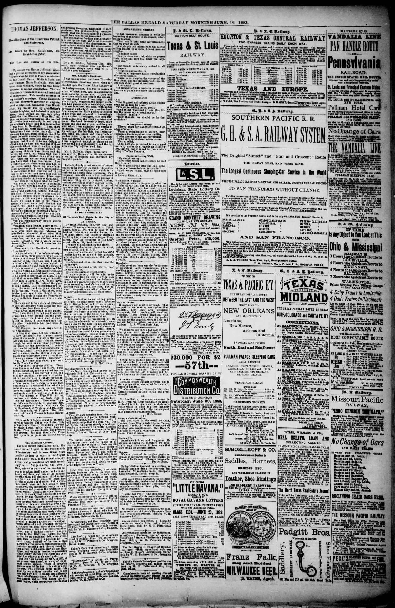 The Dallas Daily Herald. (Dallas, Tex.), Vol. 30, No. 203, Ed. 1 Saturday, June 16, 1883
                                                
                                                    [Sequence #]: 3 of 8
                                                