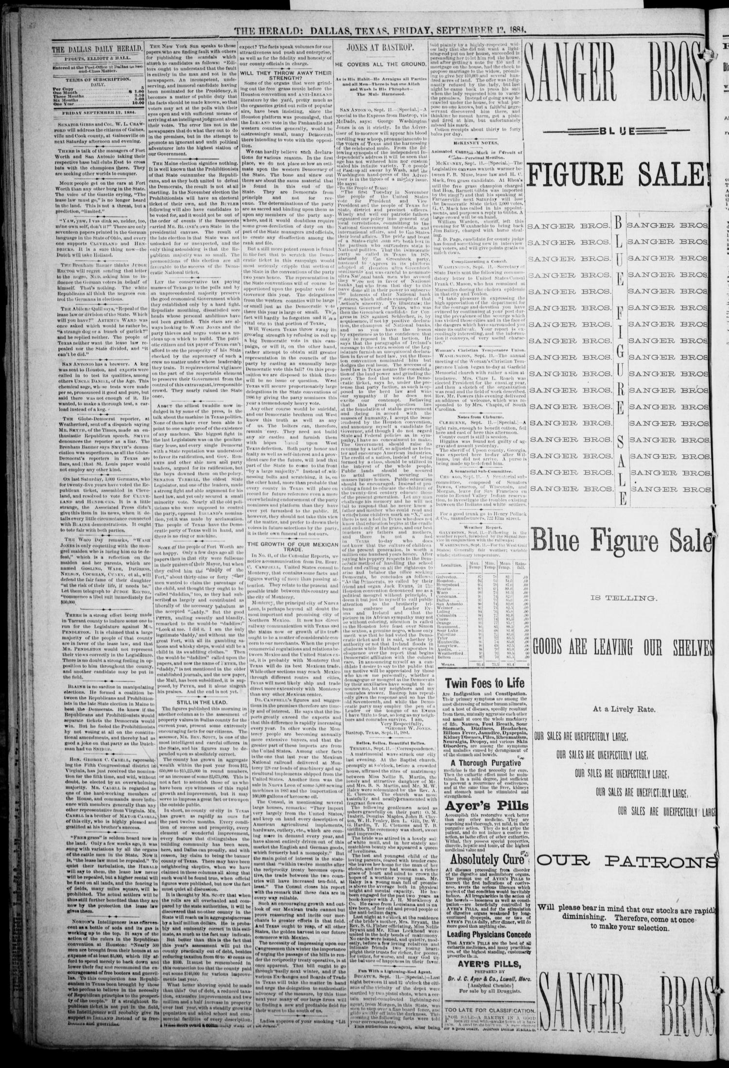 The Dallas Daily Herald. (Dallas, Tex.), Vol. 35, No. 299, Ed. 1 Friday, September 12, 1884
                                                
                                                    [Sequence #]: 4 of 8
                                                