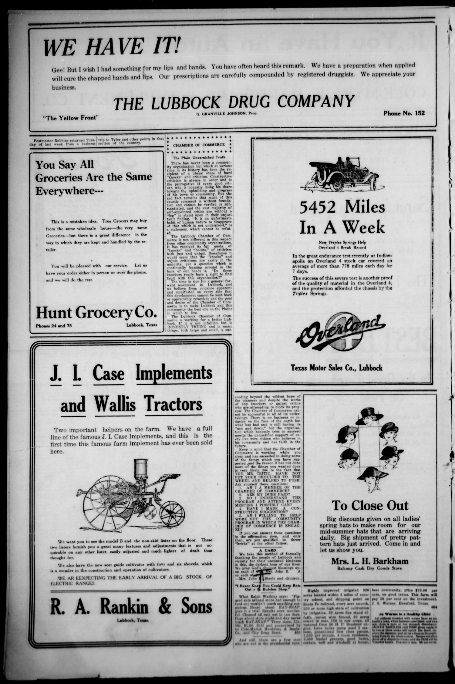 The Lubbock Avalanche. (Lubbock, Texas), Vol. 20, No. 44, Ed. 1 Thursday, April 29, 1920
                                                
                                                    [Sequence #]: 14 of 22
                                                