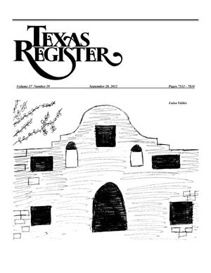 Primary view of object titled 'Texas Register, Volume 37, Number 39, Pages 7533-7814, September 28, 2012'.