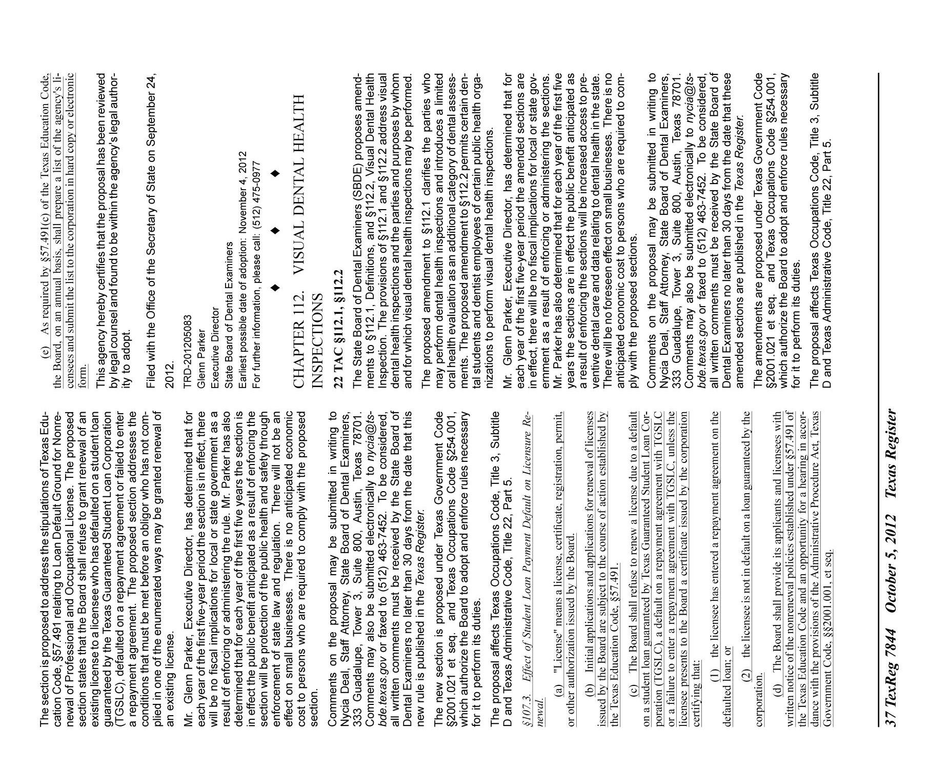 Texas Register, Volume 37, Number 40, Pages 7815-8094, October 5, 2012
                                                
                                                    7844
                                                