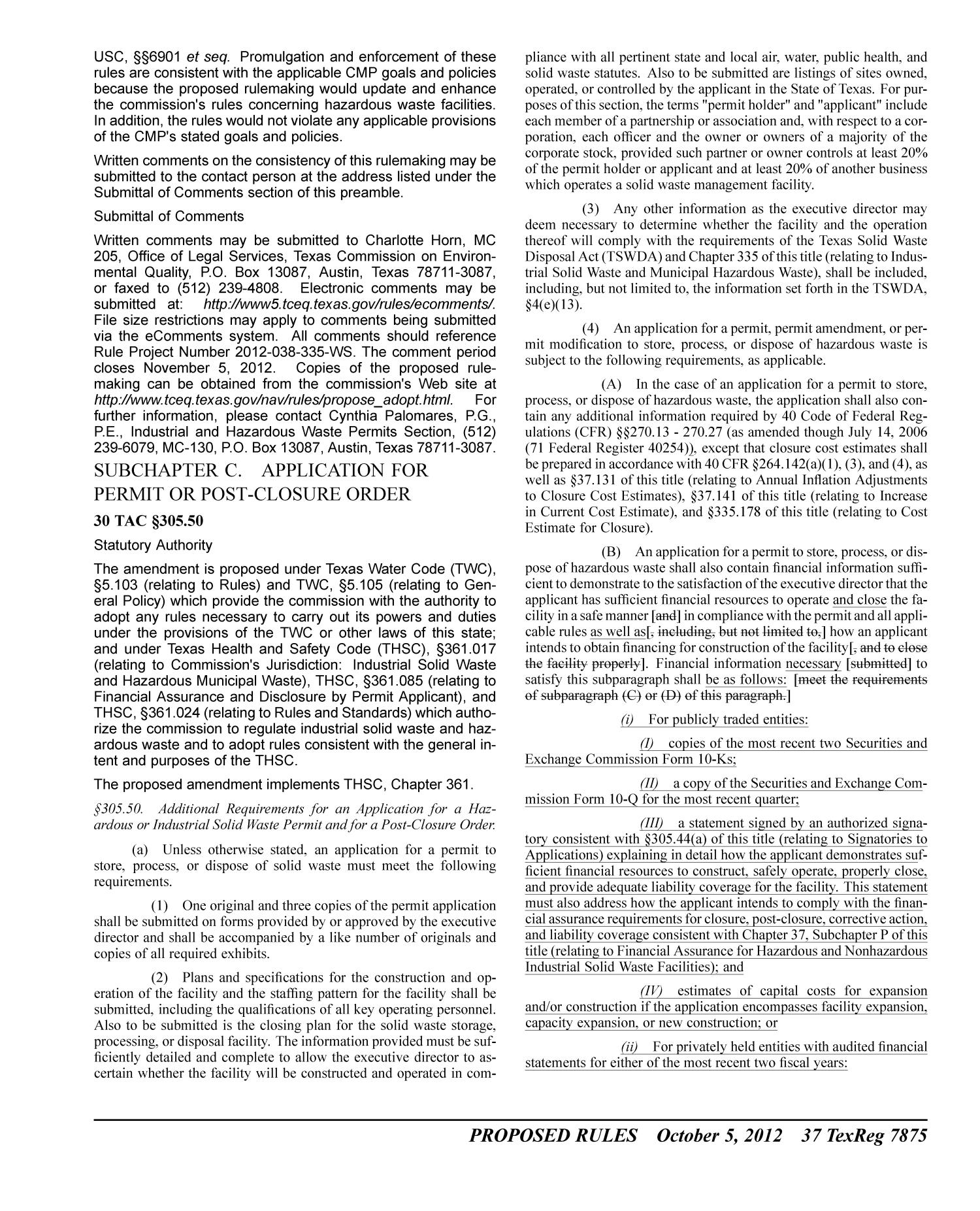 Texas Register, Volume 37, Number 40, Pages 7815-8094, October 5, 2012
                                                
                                                    7875
                                                