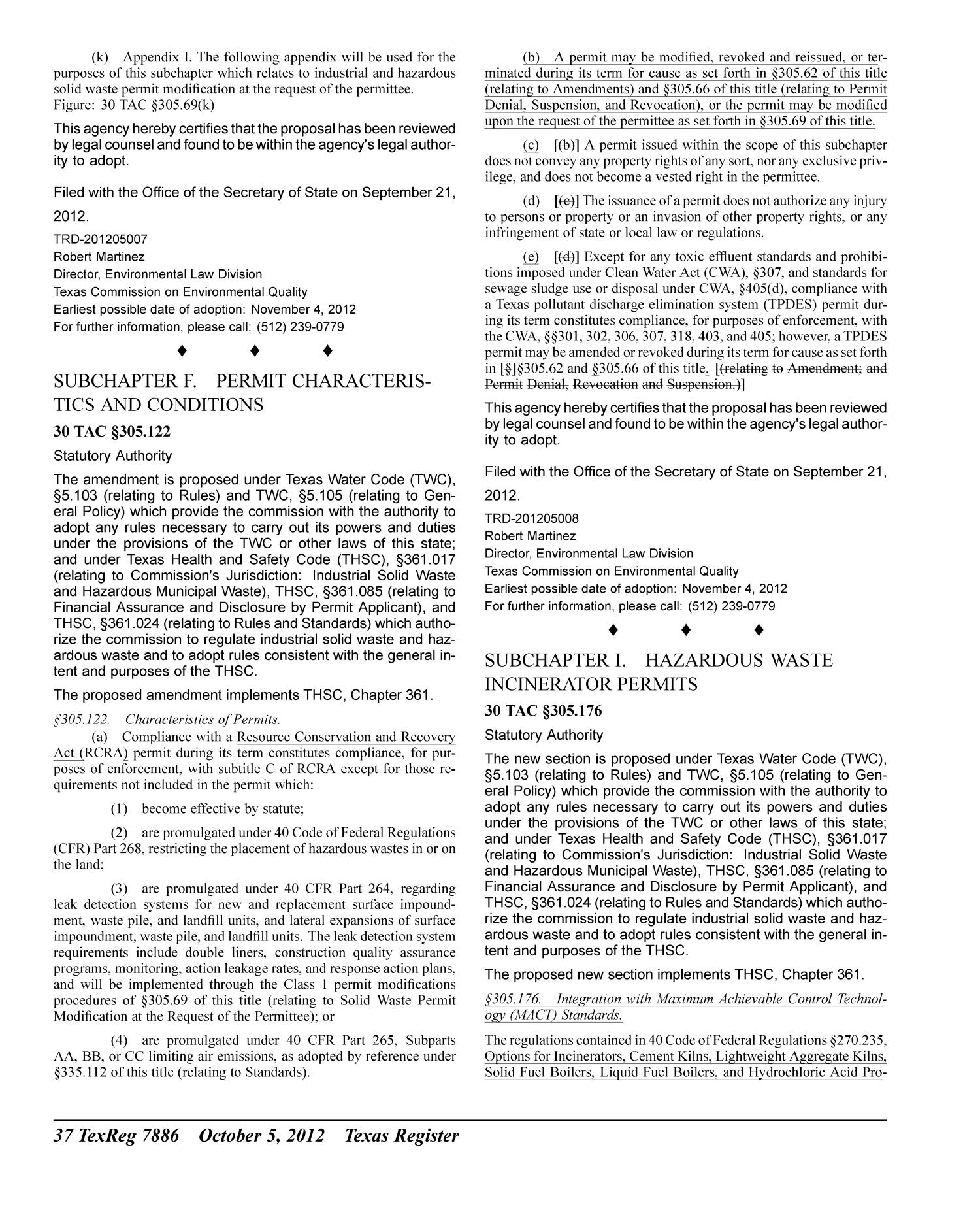 Texas Register, Volume 37, Number 40, Pages 7815-8094, October 5, 2012
                                                
                                                    7886
                                                