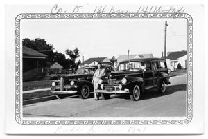 Primary view of object titled 'Buddy Sinclair with 1940 La Salle and Ford Wagon'.