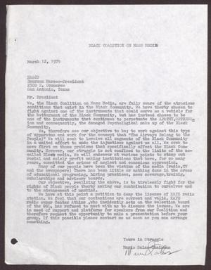 Primary view of object titled '[Letter from Mario Marcel Salas to Emerson Marcee - March 12, 1975]'.