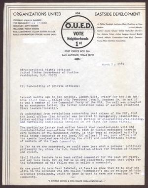 Primary view of object titled '[Letter from OUED to Cilvil Rights Division Director - March 7, 1981]'.