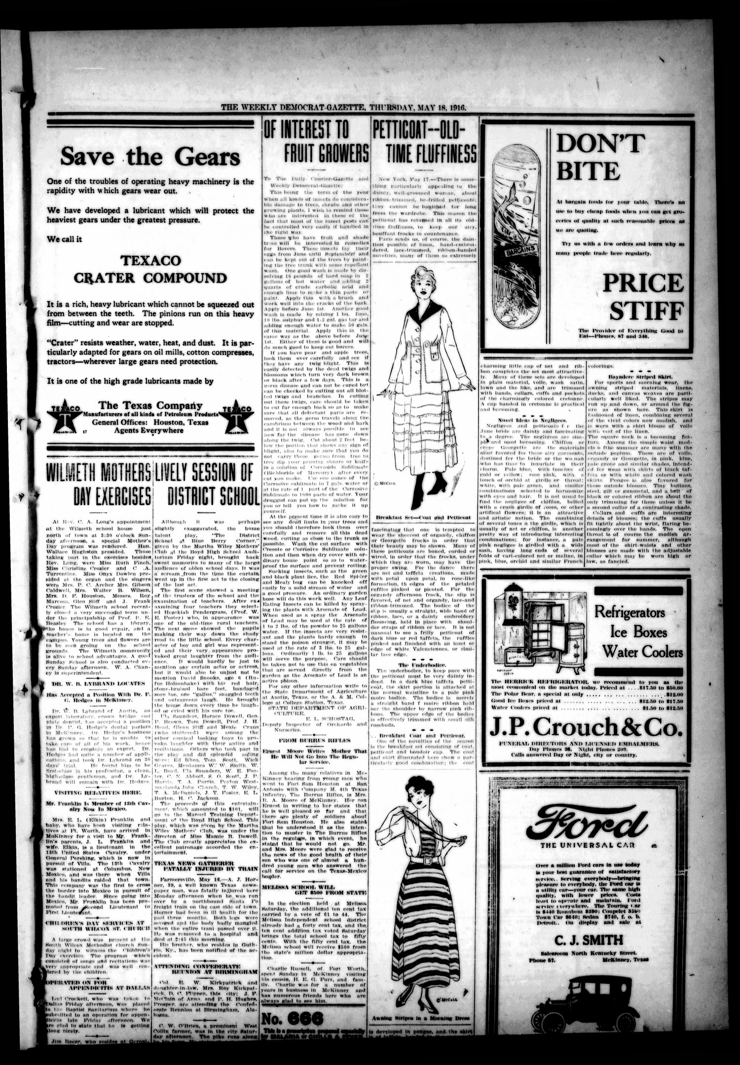 The Weekly Democrat-Gazette (McKinney, Tex.), Vol. 33, Ed. 1 Thursday, May 18, 1916
                                                
                                                    [Sequence #]: 3 of 12
                                                