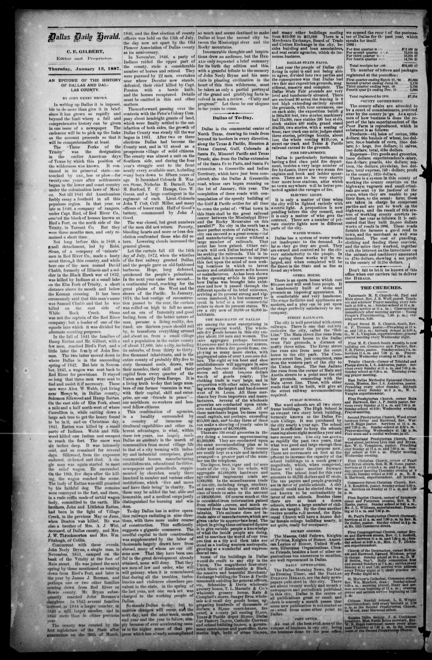 The Dallas Herald. (Dallas, Tex.), Vol. 2, No. 1, Ed. 1 Thursday, January 13, 1887
                                                
                                                    [Sequence #]: 2 of 8
                                                