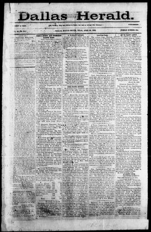 Primary view of object titled 'Dallas Herald. (Dallas, Tex.), Vol. 10, No. 20, Ed. 1 Saturday, April 19, 1862'.
