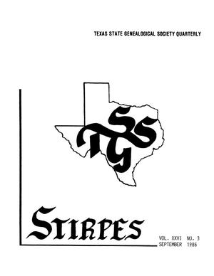 Primary view of object titled 'Stirpes, Volume 26, Number 3, September 1986'.