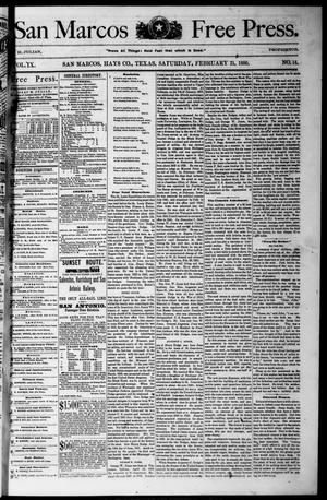 Primary view of object titled 'San Marcos Free Press. (San Marcos, Tex.), Vol. 9, No. 14, Ed. 1 Saturday, February 21, 1880'.