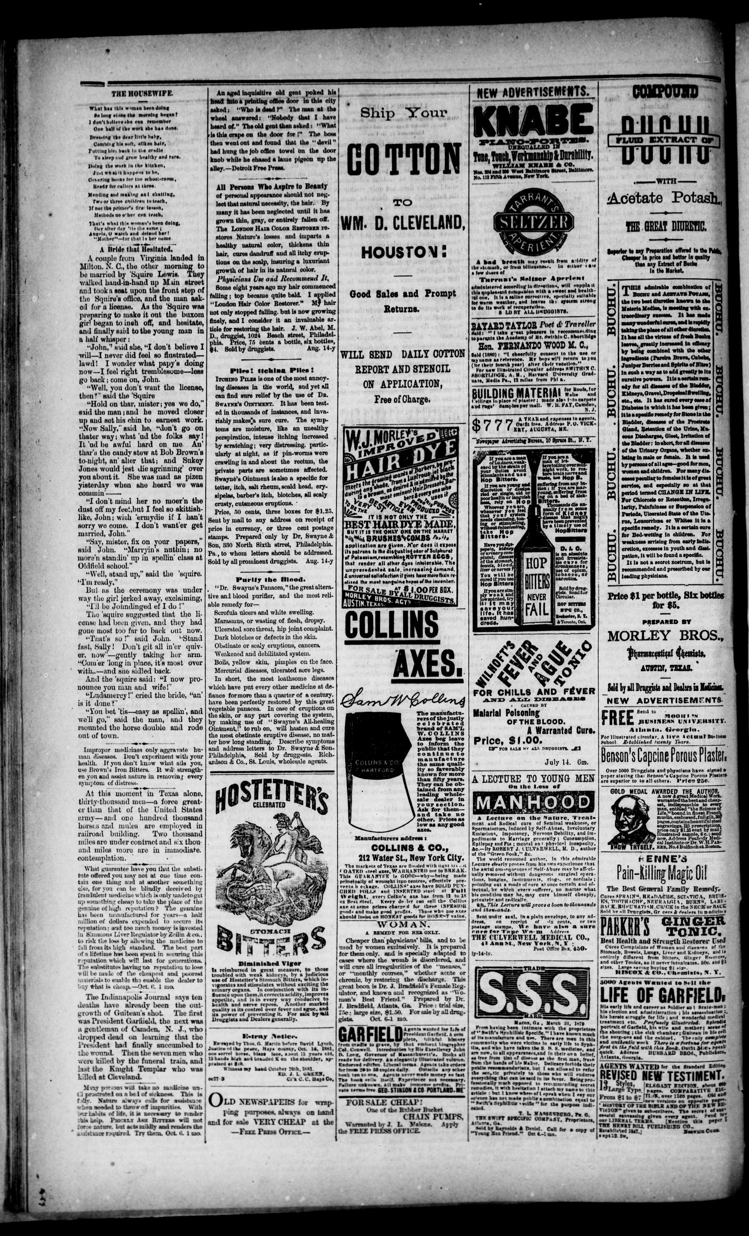 San Marcos Free Press. (San Marcos, Tex.), Vol. 10, No. 49, Ed. 1 Thursday, October 27, 1881
                                                
                                                    [Sequence #]: 8 of 8
                                                