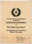 Primary view of [Certificate of Commendation to the Denton City Council]