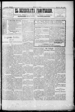 Primary view of object titled 'El Democrata Fronterizo. (Laredo, Tex.), Vol. 11, No. 643, Ed. 1 Saturday, May 7, 1910'.