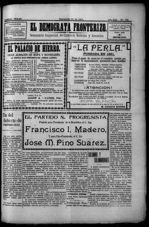 Primary view of object titled 'El Democrata Fronterizo. (Laredo, Tex.), Vol. 13, No. 718, Ed. 1 Saturday, September 30, 1911'.