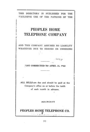 Primary view of object titled 'Peoples Home Telephone Company'.