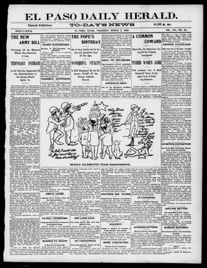 Primary view of object titled 'El Paso Daily Herald. (El Paso, Tex.), Vol. 19, No. 53, Ed. 1 Thursday, March 2, 1899'.