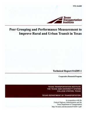 Primary view of object titled 'Peer grouping and performance measurement to improve rural and urban transit in Texas'.