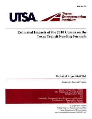 Primary view of object titled 'Estimated impacts of the 2010 census on the Texas transit funding formula'.