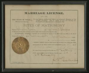 Primary view of object titled '[Marriage License of Charles Evans and Nannie C. Sleeper]'.