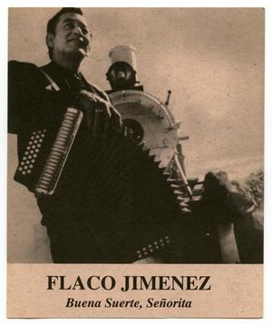 Primary view of object titled '[Postcard: Flaco Jimenez Benefit Concert]'.