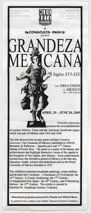 Primary view of object titled '[Flyer: Grandeza Mexicana, Siglos XVI - XIX Exhibition]'.