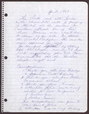 Primary view of object titled '[Minutes for the San Antonio Chapter of the Links, Inc. Meeting - April 21, 1969]'.