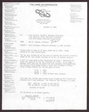 Primary view of object titled '[Memorandum from Nan D. Johnson to Julia B. Purnell, Leatrice Pride, and Zola Boone - October 5, 1981]'.