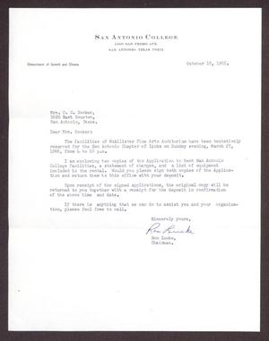 Primary view of object titled '[Letter from Ron Lucke to Mrs. O. C. Booker - October 18, 1965]'.
